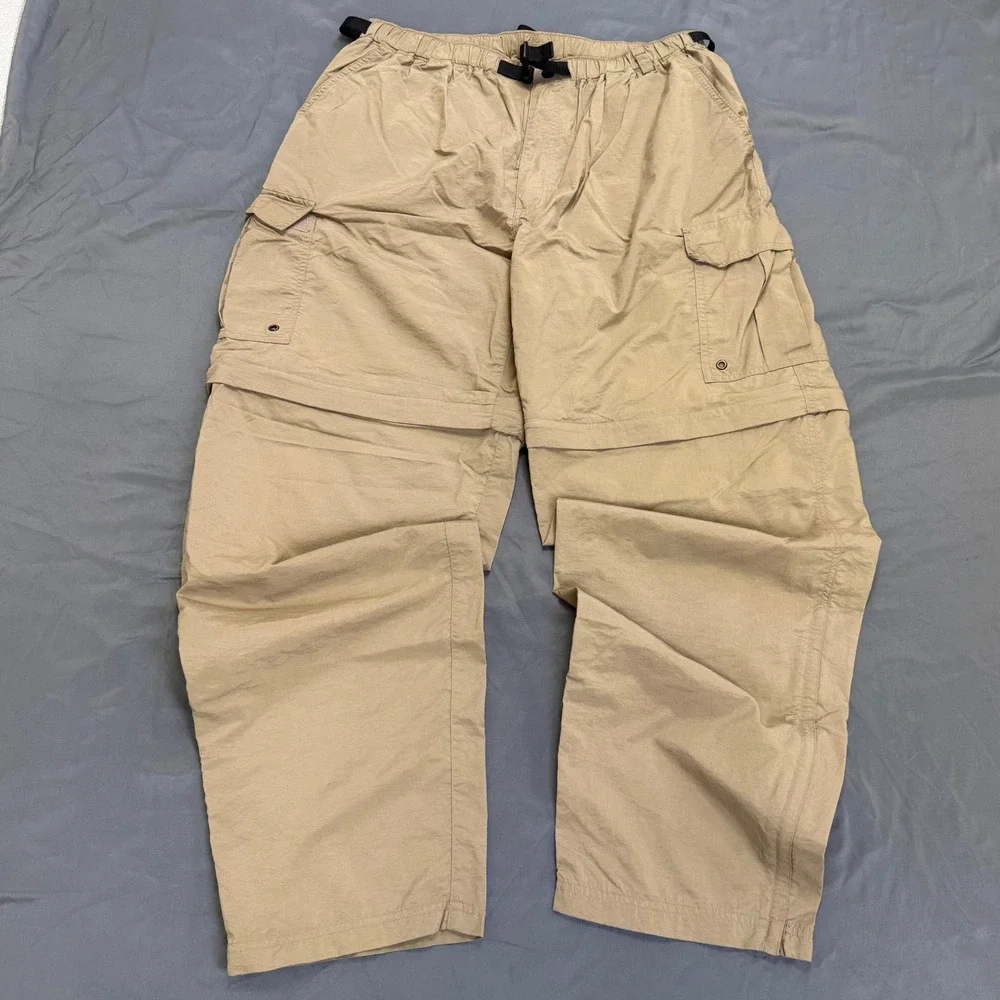 REI Sahara Mens XL Tan Nylon Convertible Cargo Hiking Pants Zip Off Shorts